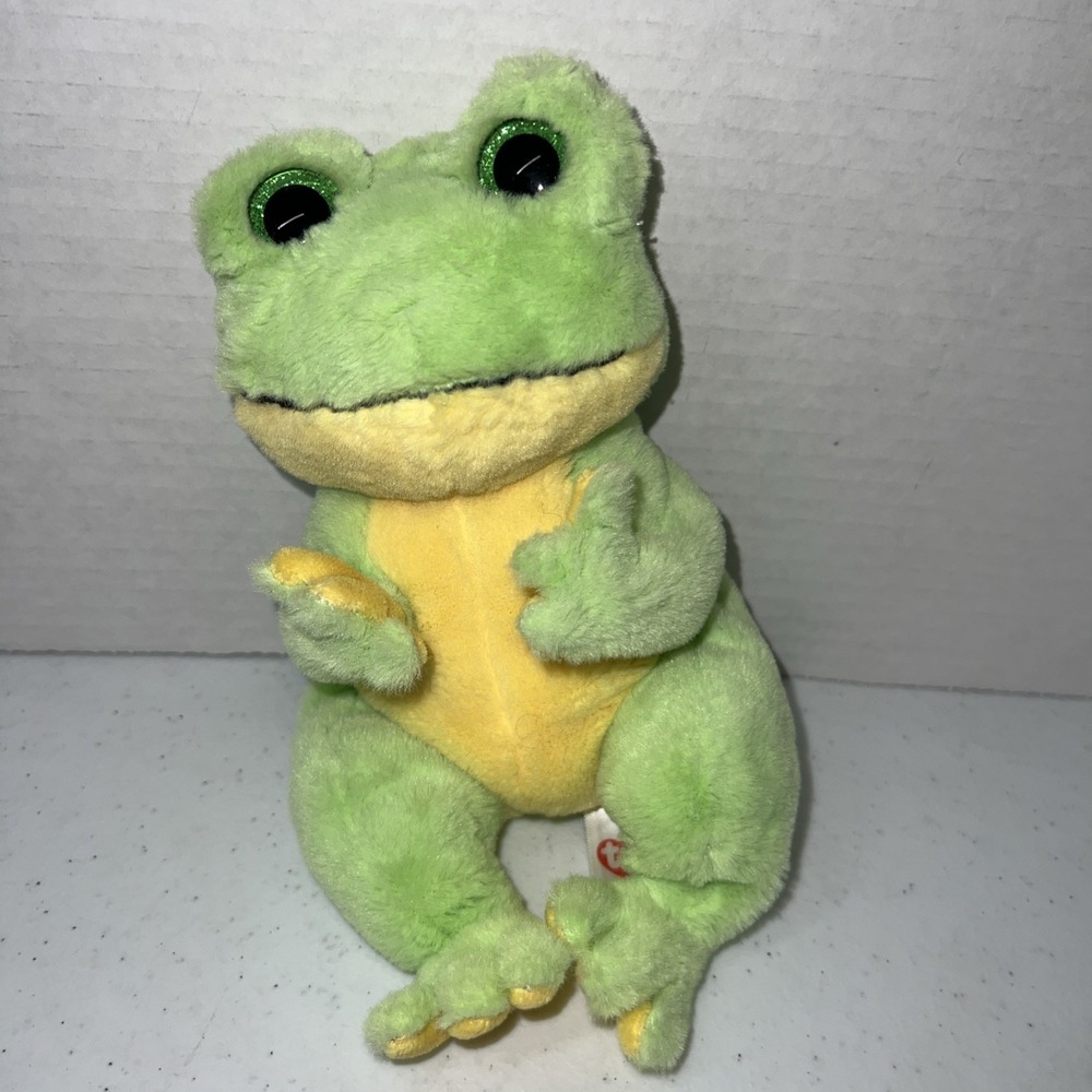 Ty Beanie Babies Snapper the Frog Green Glitter Eyes Plush Stuffed Animal